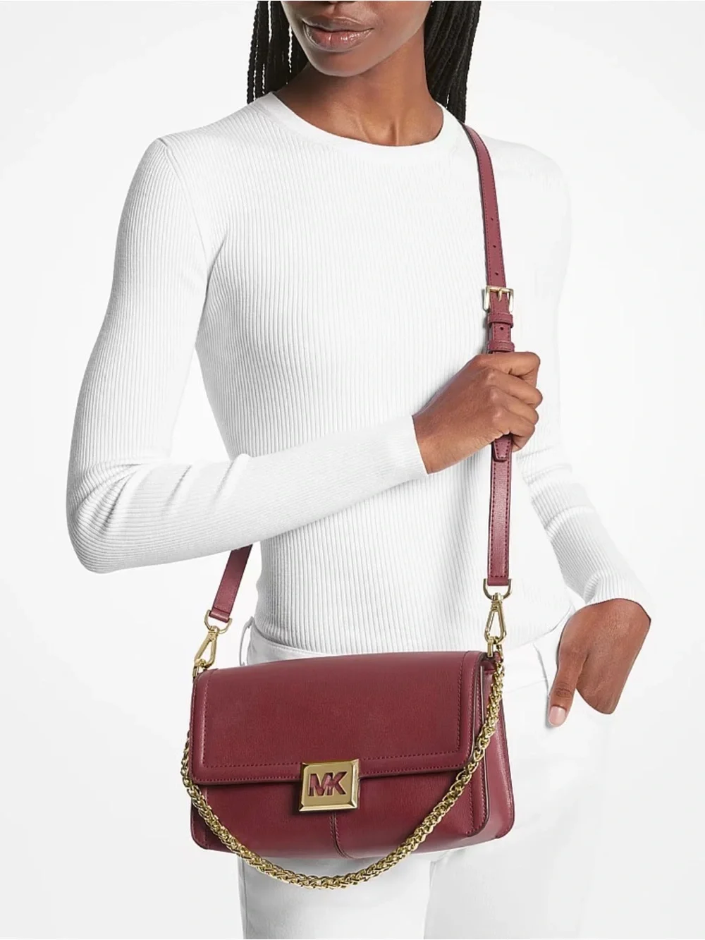 Michael Kors Sonia Medium Leather Shoulder Bag Merlot